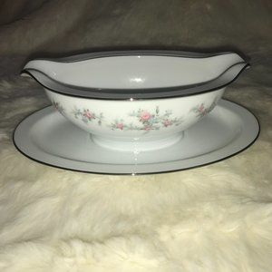 Vintage Noritake Lila Gravy Boat with attached underplate New and unused